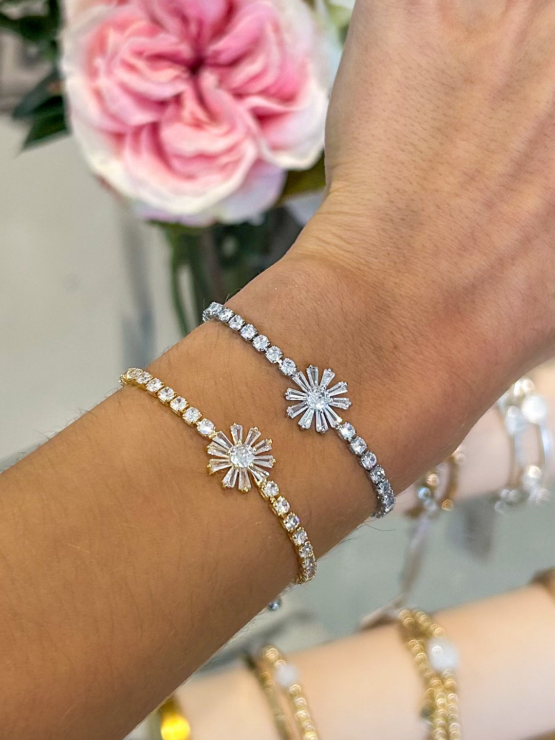 Diamante Flower Adjustable Bracelet