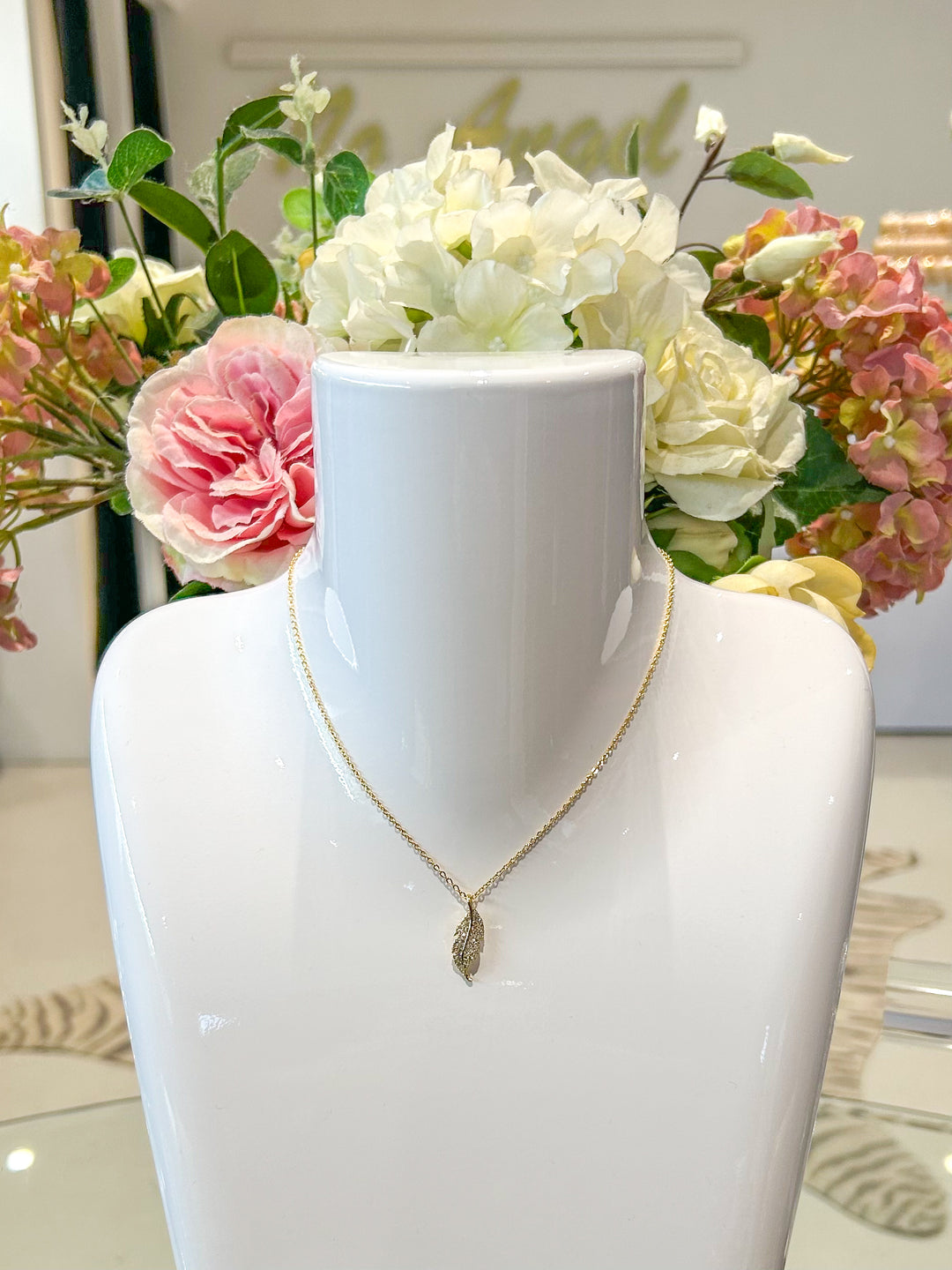 Gold Delicate Feather Necklace