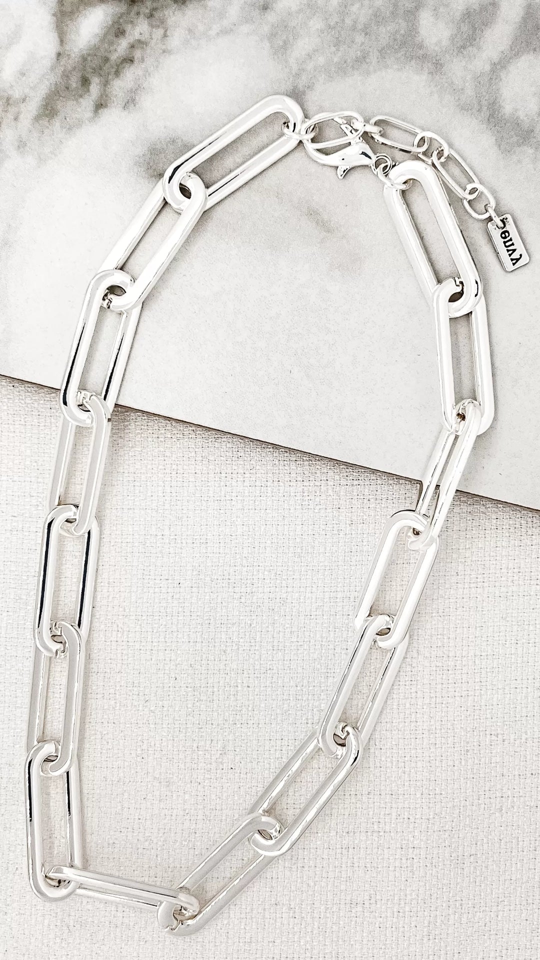 Short Silver Link Necklace With Lobster Clasp 6895