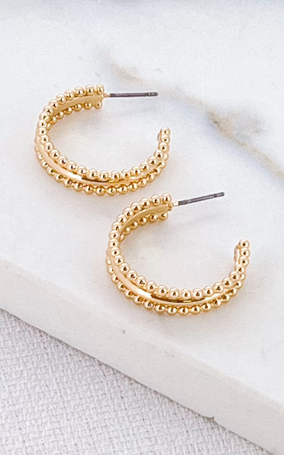Gold Beaded Hoop Earrings
