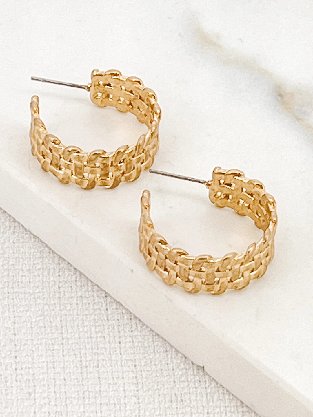 Gold Lattice Hoop Earrings