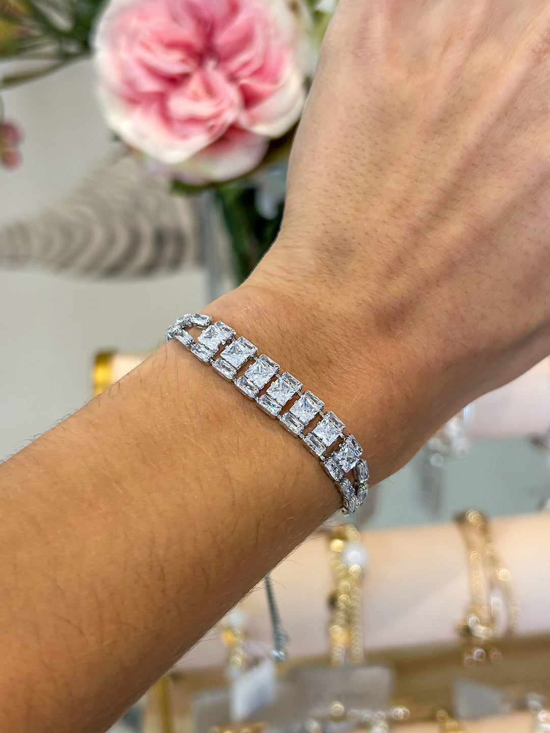 Silver Diamante Adjustable Bracelet