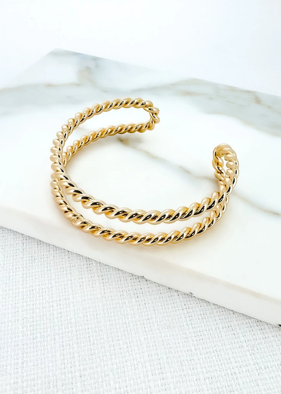 Gold Rope Effect Cuff Bracelet