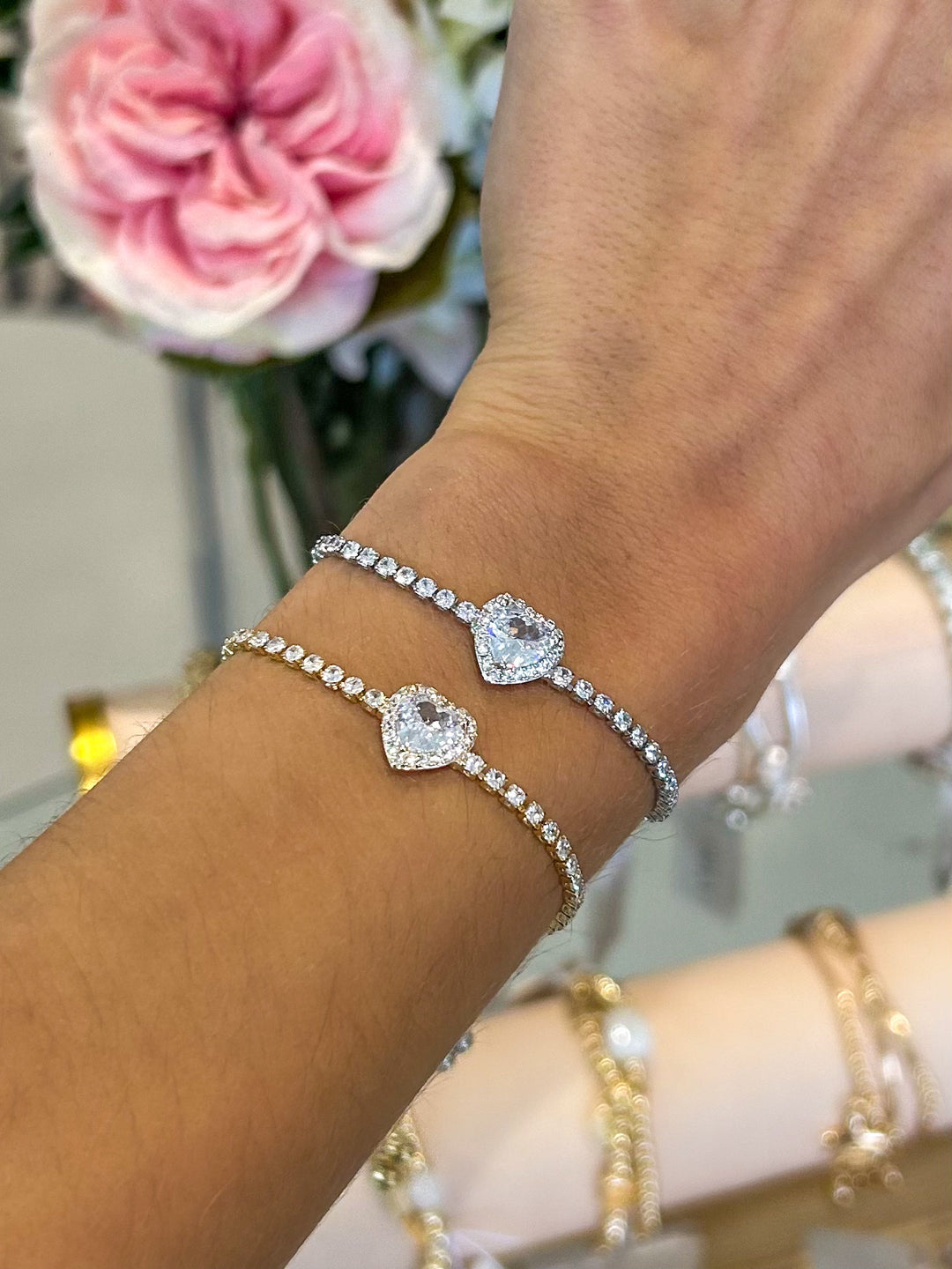 Diamante Heart Detail Adjustable Bracelet