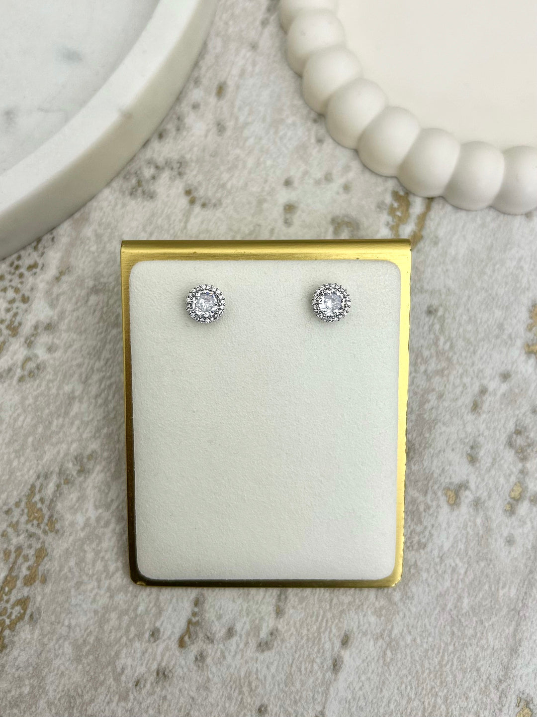 Silver Diamante Stud Earrings