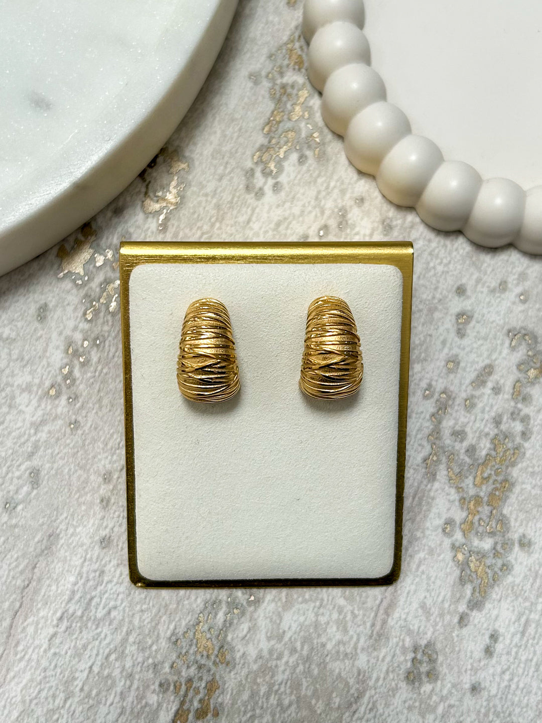 Gold Textured Dangle Earrings