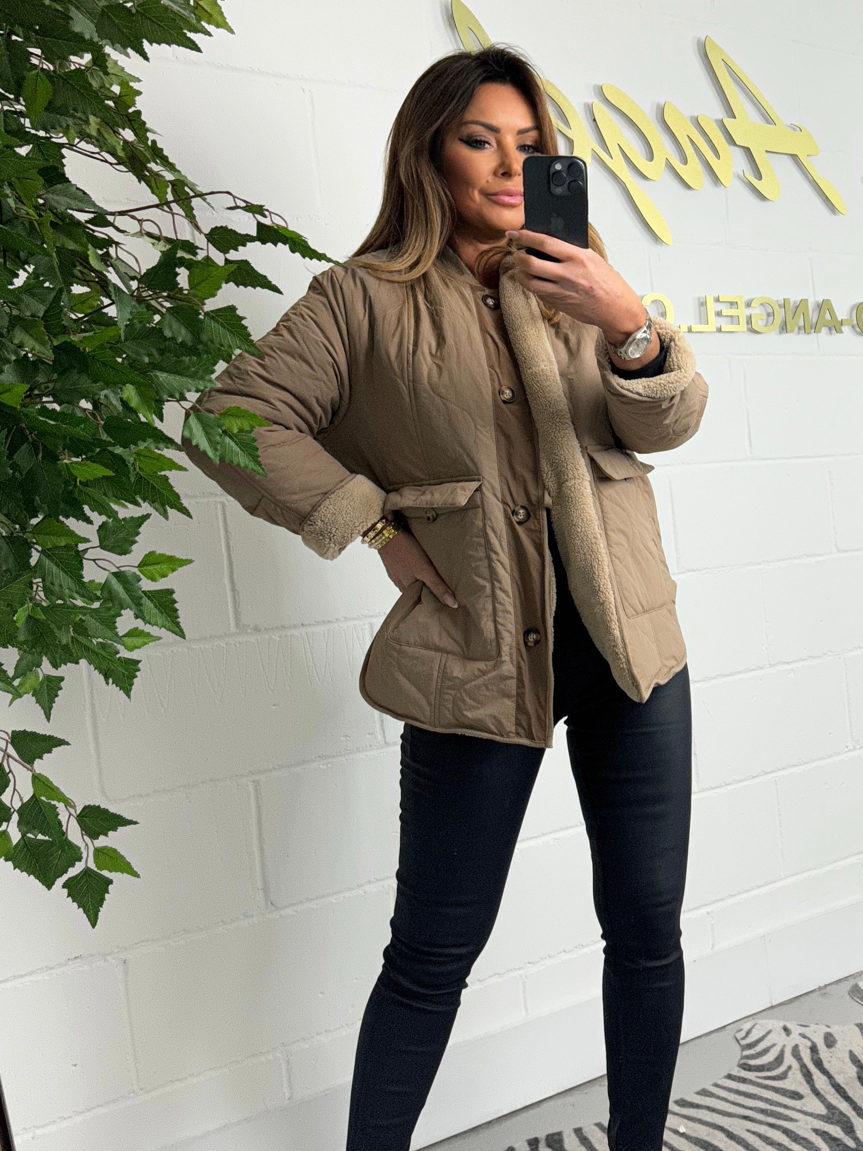 Pangasa Camel Faux Fur Jacket