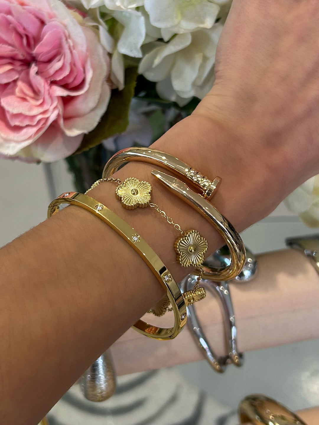 Gold Luxury Triple Bracelet Stack