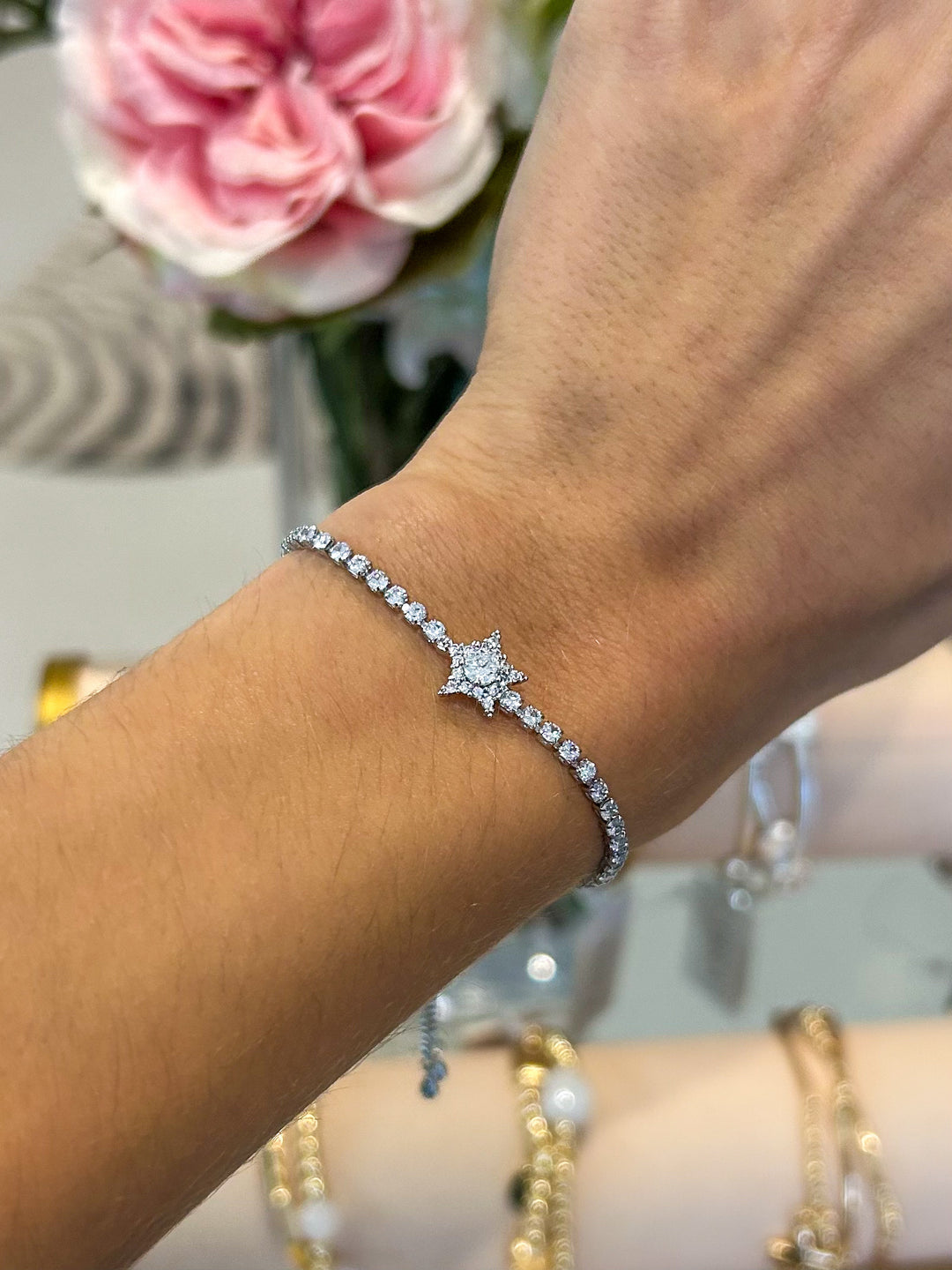 Diamante Star Detail Adjustable Bracelet