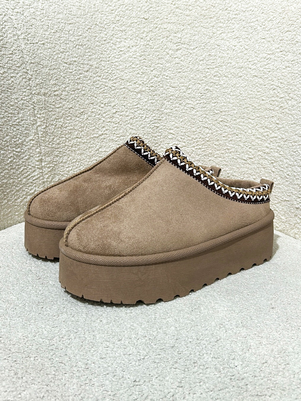 Stitch Edge Slip On Platform Shoes 2 Colours