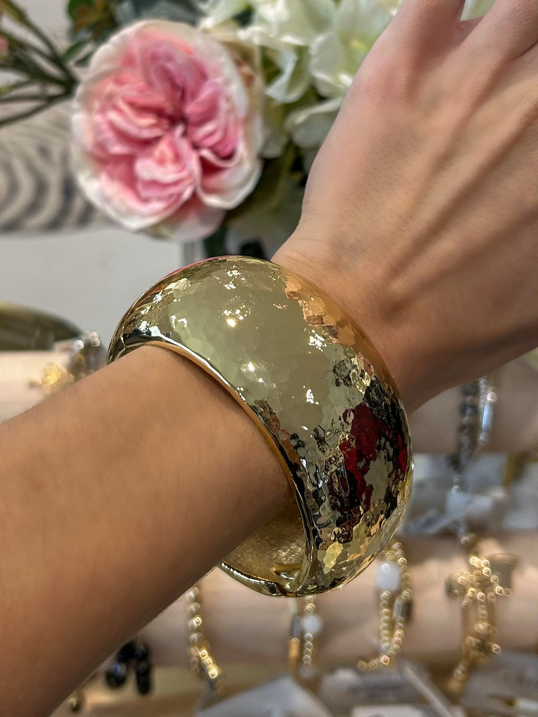 Chunky Gold Textured Band Bracelet