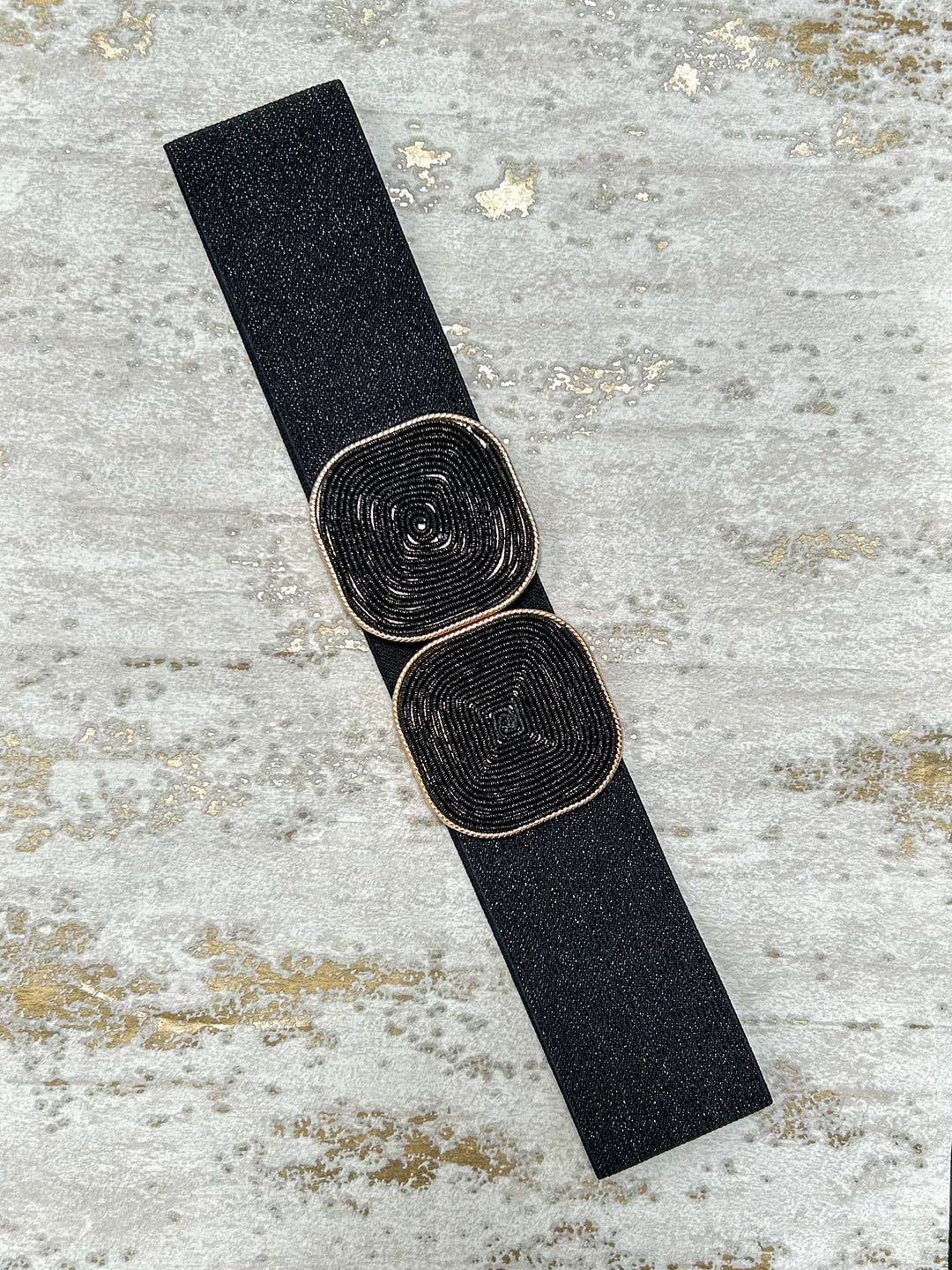 Black Fleck Detail Double Square Rounded Edge Belt