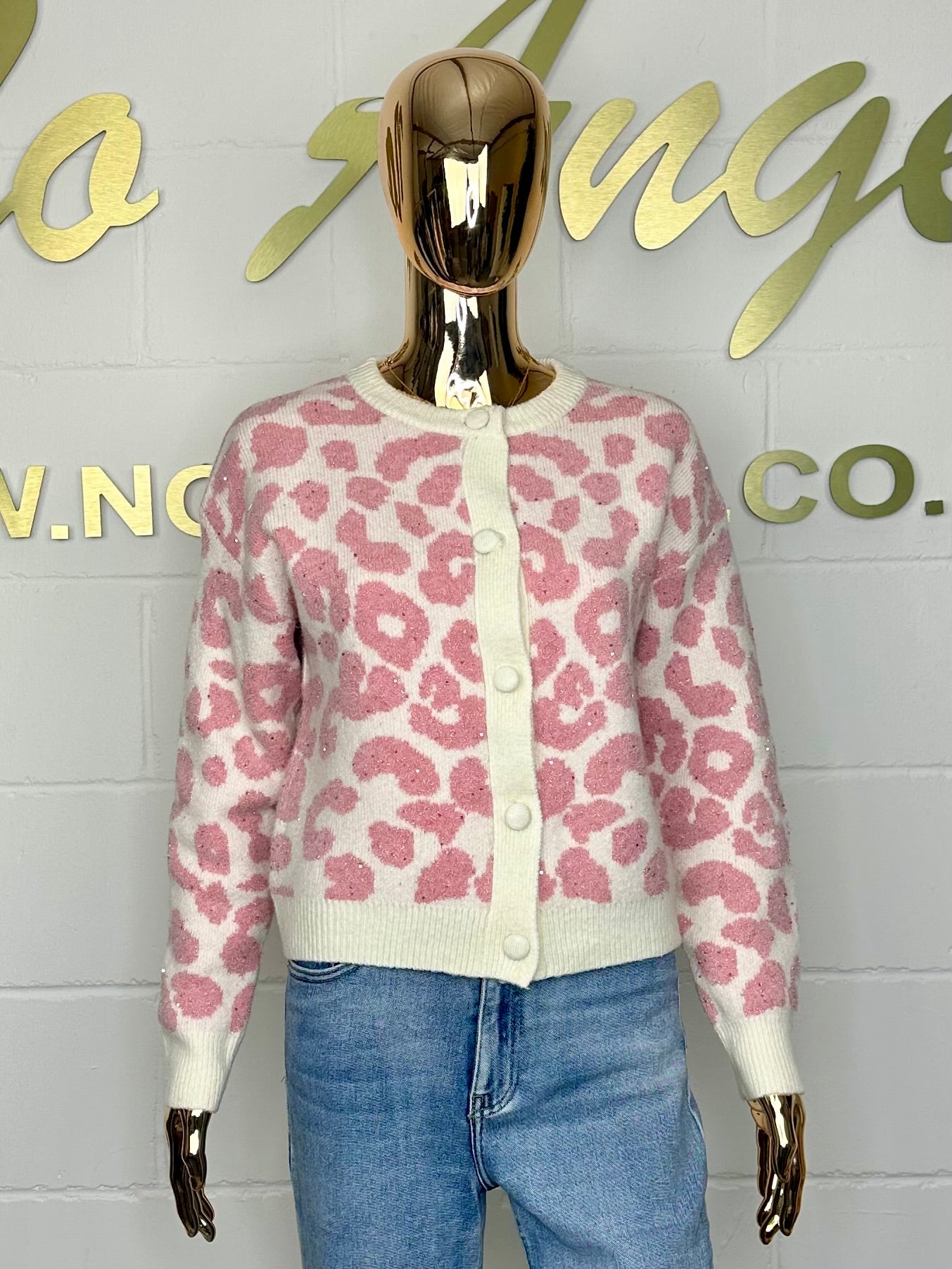 SO ME Two Tone Leopard Vintage Print Button Up Cardigan