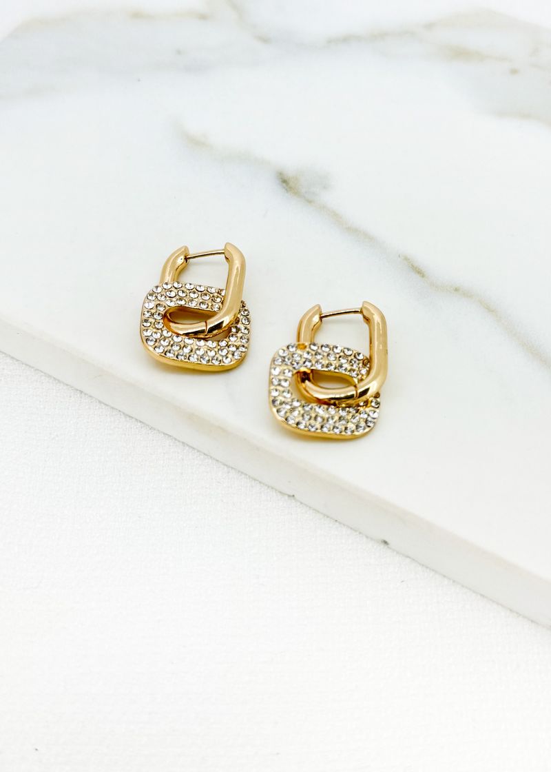 Square Link Diamante Earrings