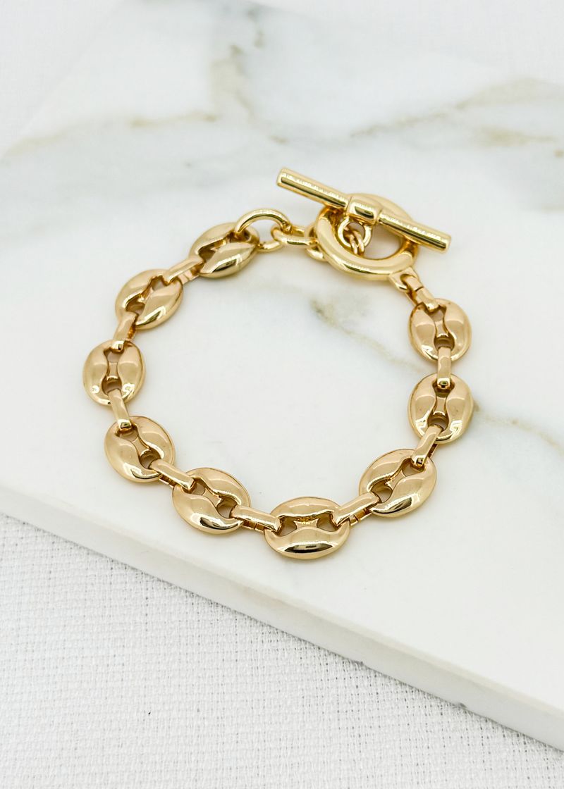 Gold Chain T Bar Link Bracelet