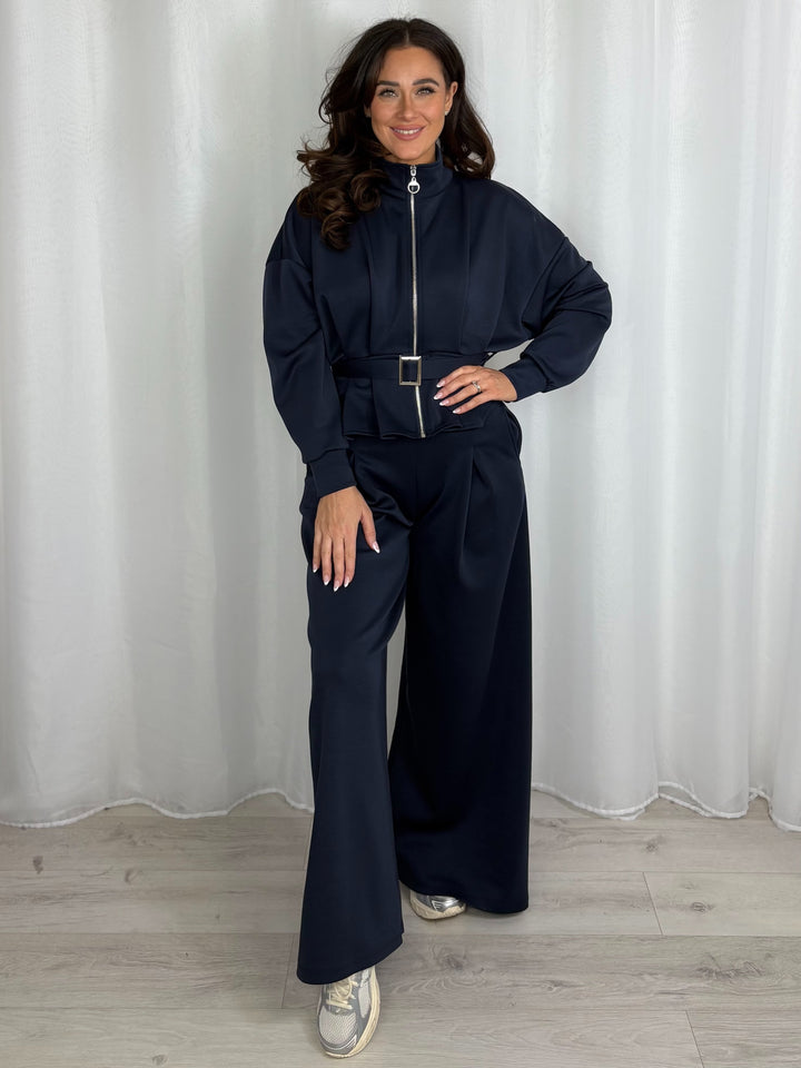 Funnel Neck Belted Zip Up Tracksuit (3 colours)