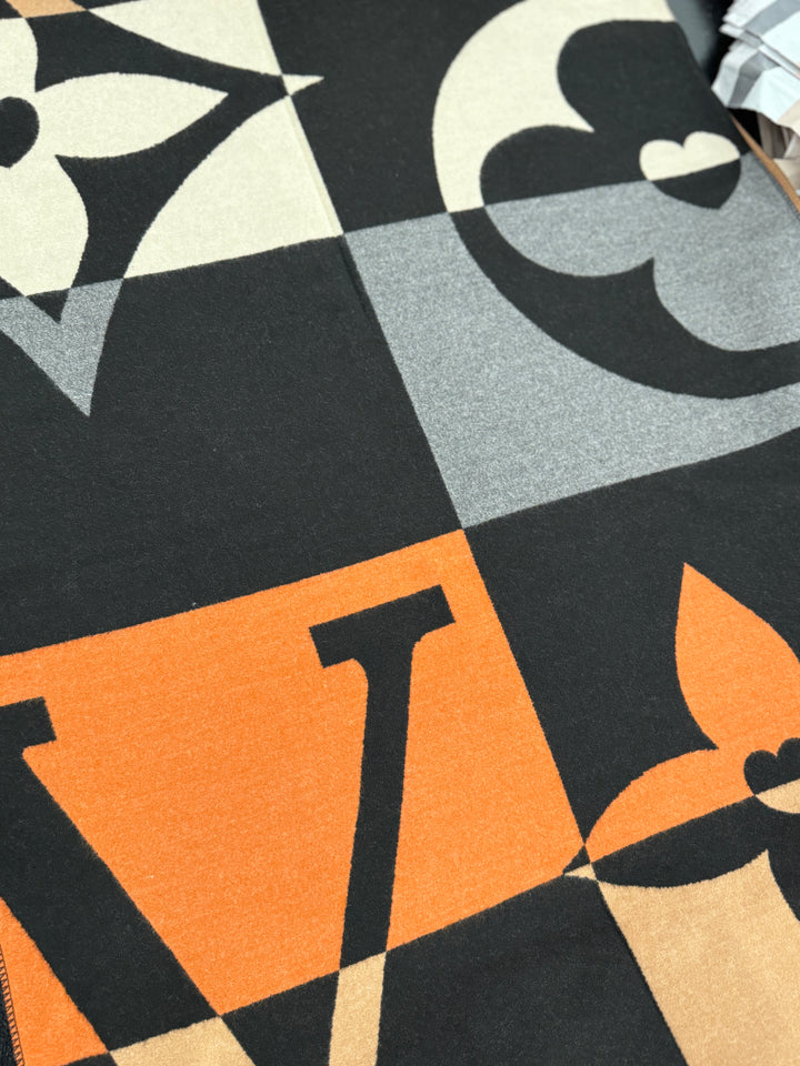 Black/Rust/Grey Flower Design Scarf