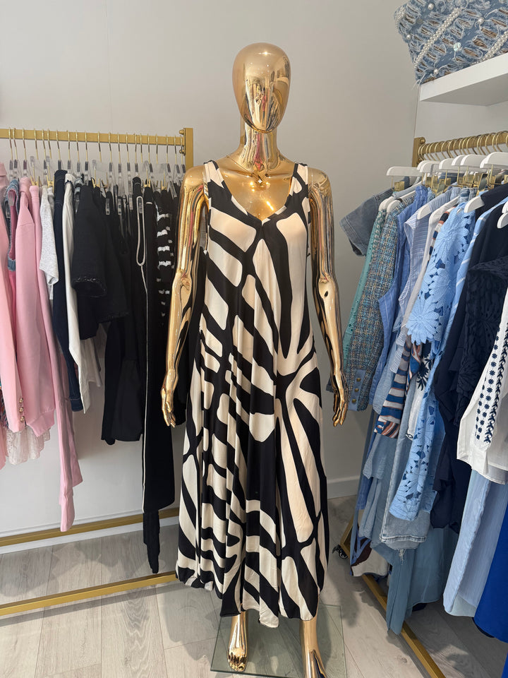 Silk Mix Print Maxi Dress With Pockets (2 Colours)