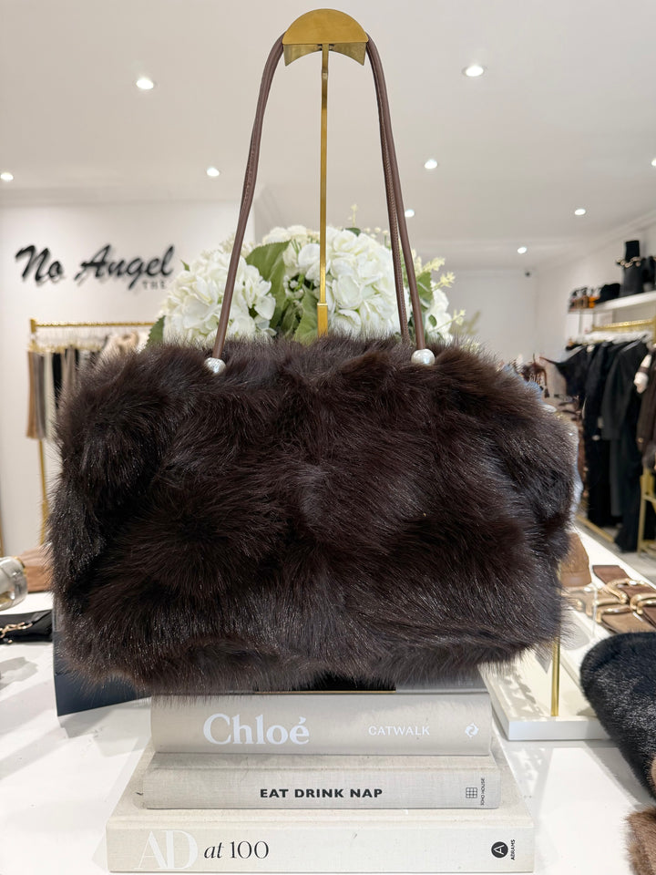 Faux Fur Pearl Strap Detail Bag (2 Colours)