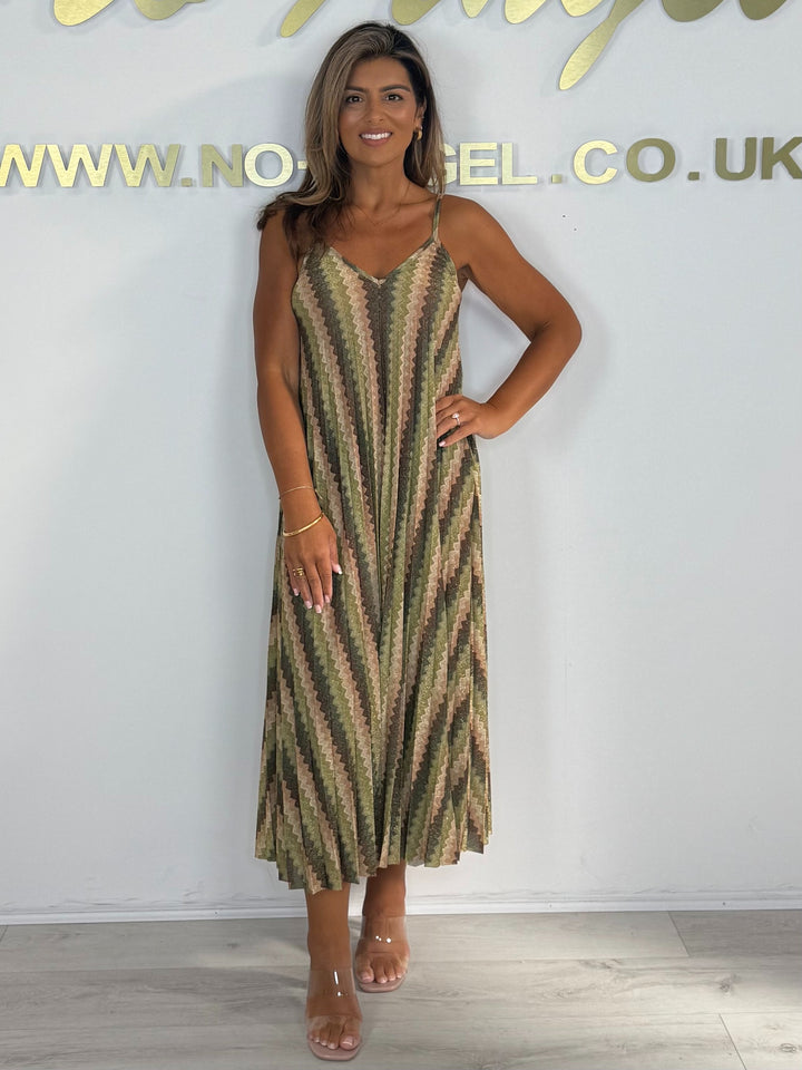 Printed Floaty Pleated Spaghetti Strap Dress (5 Colours)
