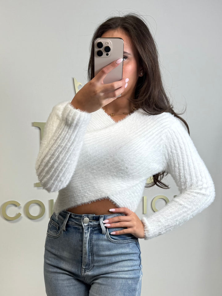 Fluffy Cross Over Jumper (3 Colours)