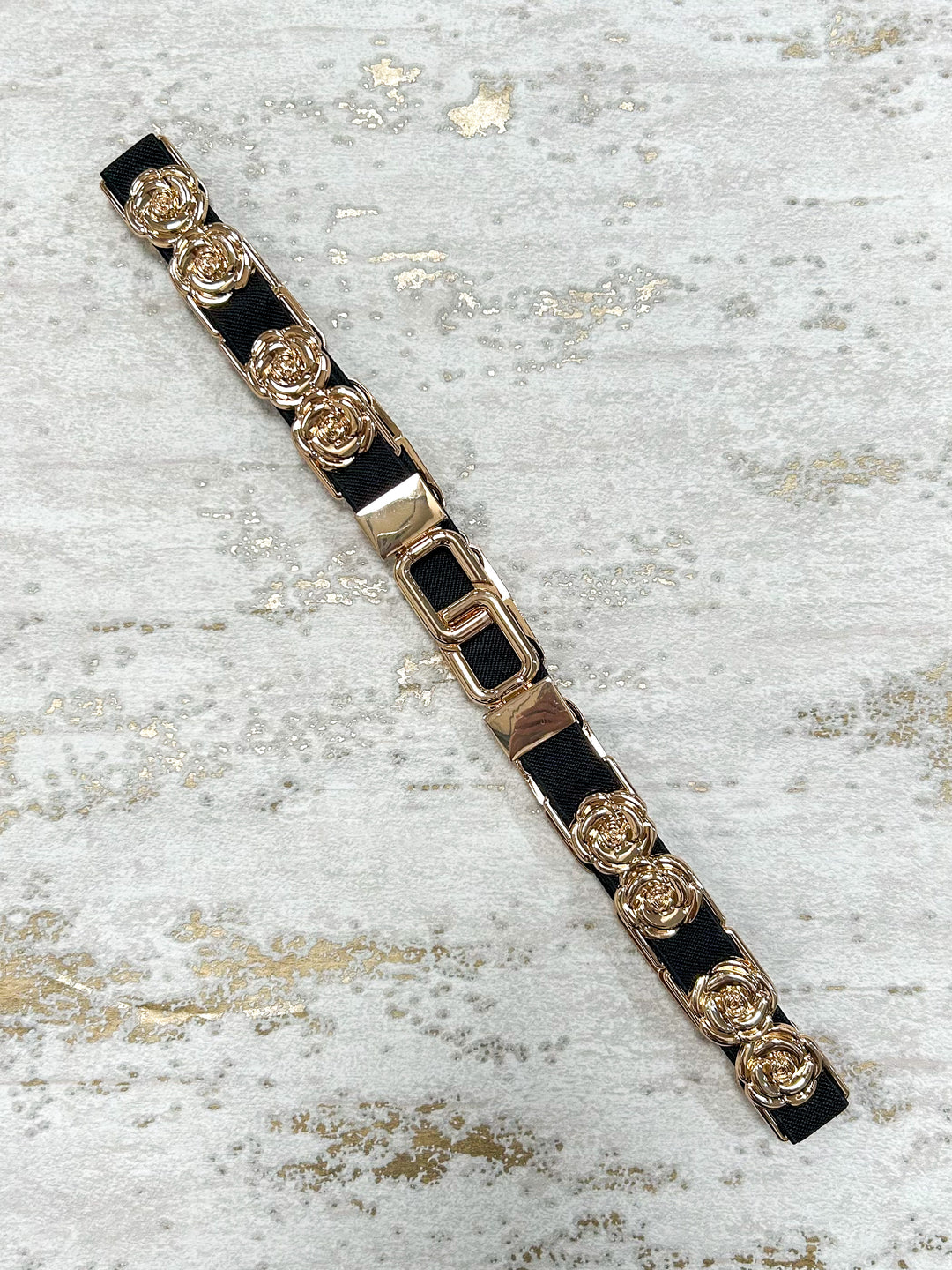 Gold Rose Detail Elasticated Belt