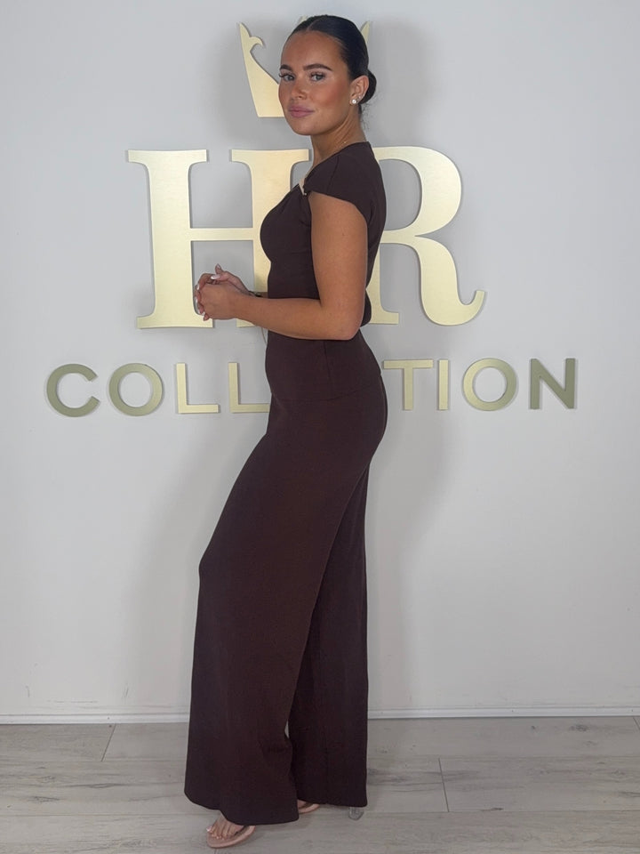 Flat Knit Gold Pendant Cap Sleeve Trouser Co-ord (5 Colours)