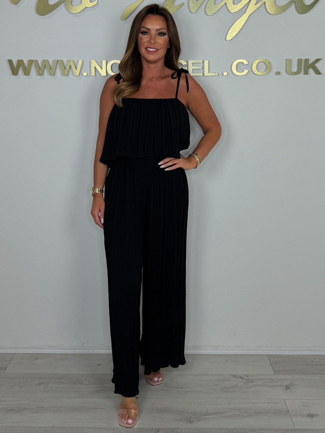 Pleated Tie Shoulder Floaty Jumpsuit (4 Colours)