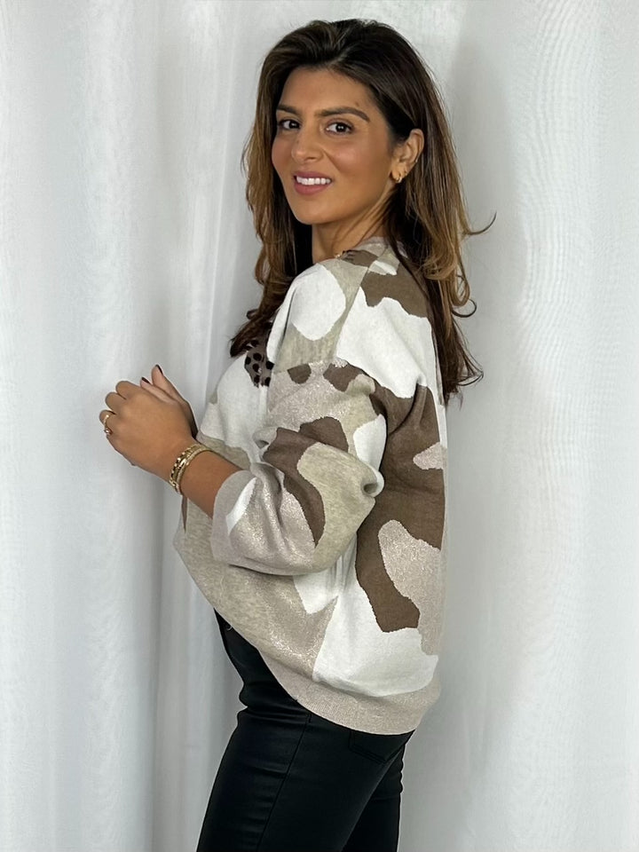 Multi Tone Camouflage Shimmer Jumper (3 Colours)