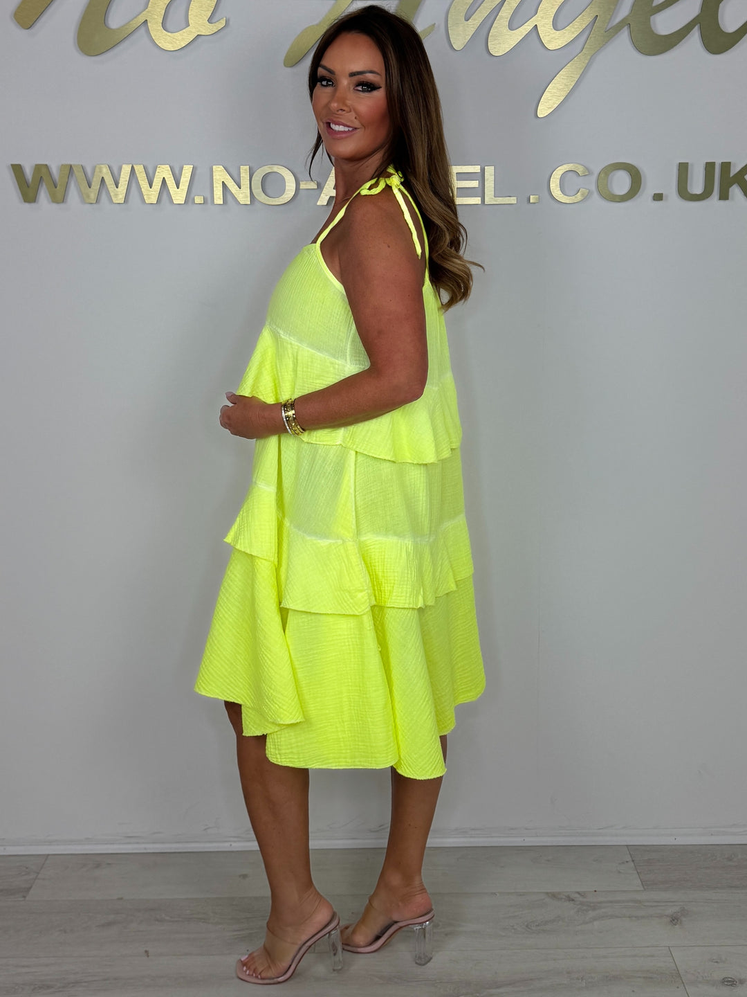 Neon Spaghetti Strap Cheesecloth Layered Dress (4 Colours)