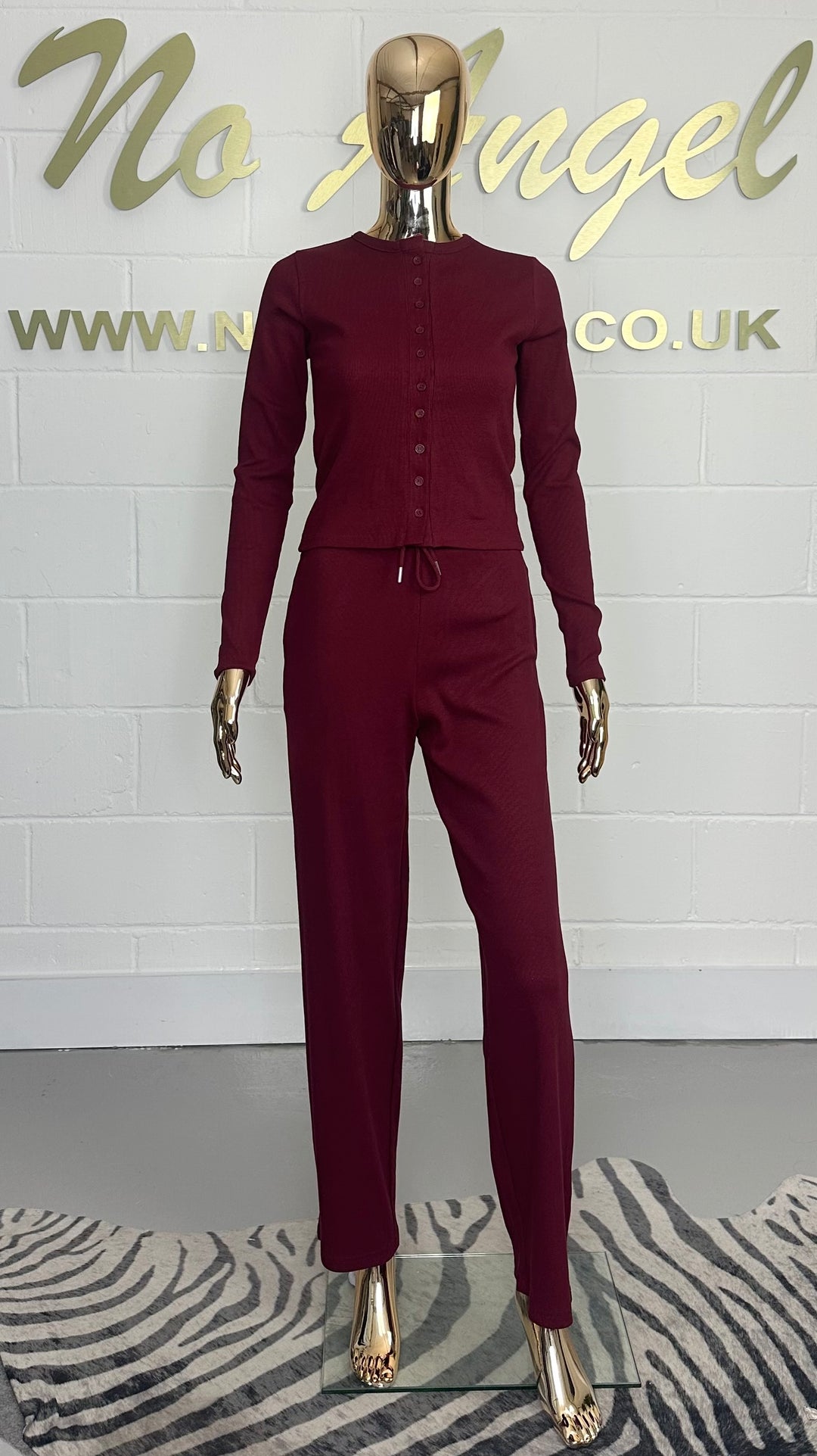 Ribbed Button Up Top & Drawstring Wide Leg Trouser Co-Ord (2 Colours)