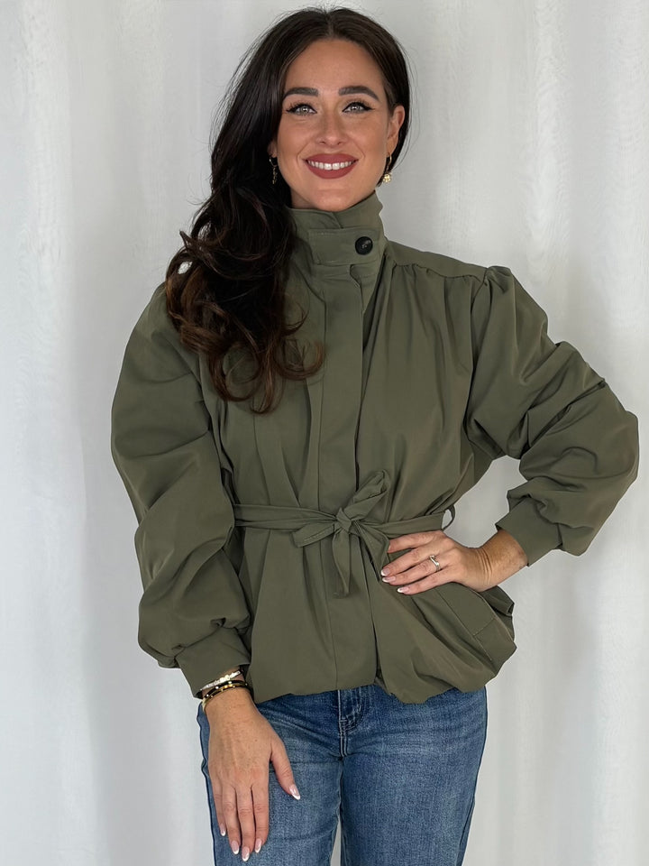 Oversized Balloon Trench Jacket With Tie Belt (2 Colours)