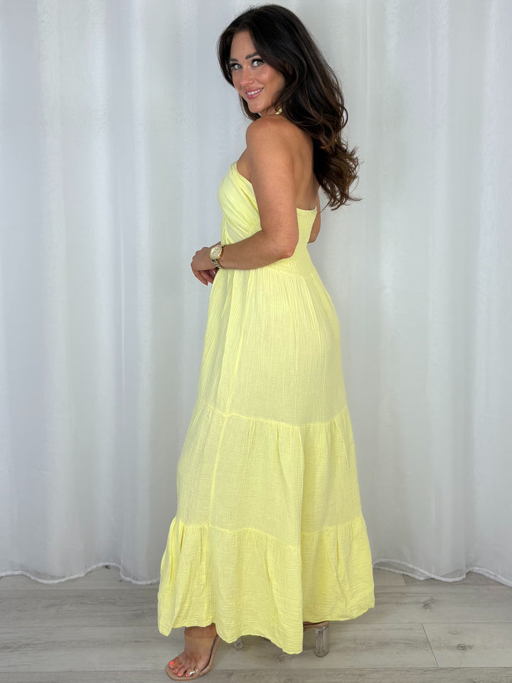 Cheesecloth Halter Neck Style Tiered Dress (9 Colours)