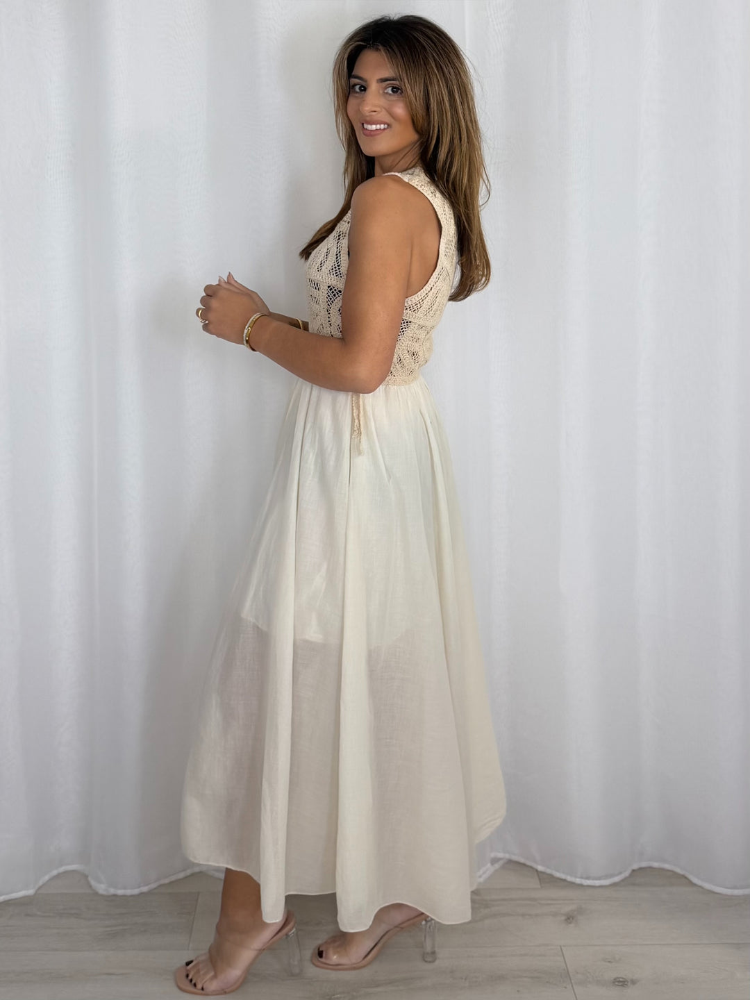 Crochet Sleeveless Side Tie Dress (5 Colours)