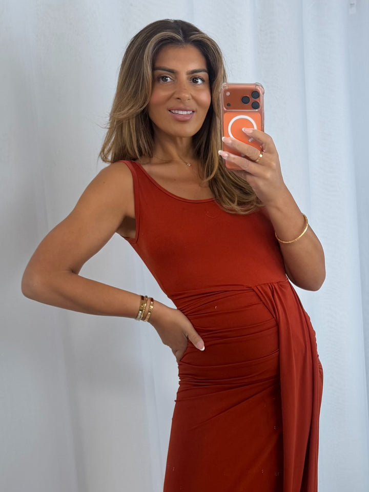 Round Neck Maxi Dress With Side Split