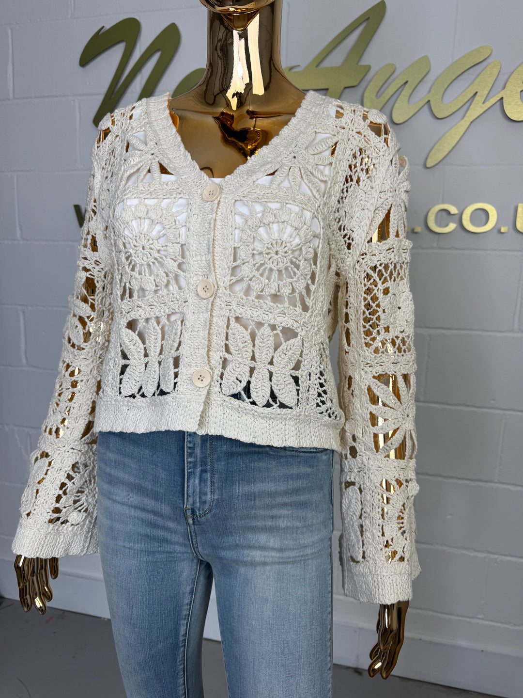V-Neck Button Up Crochet Cardigan (2 Colours)