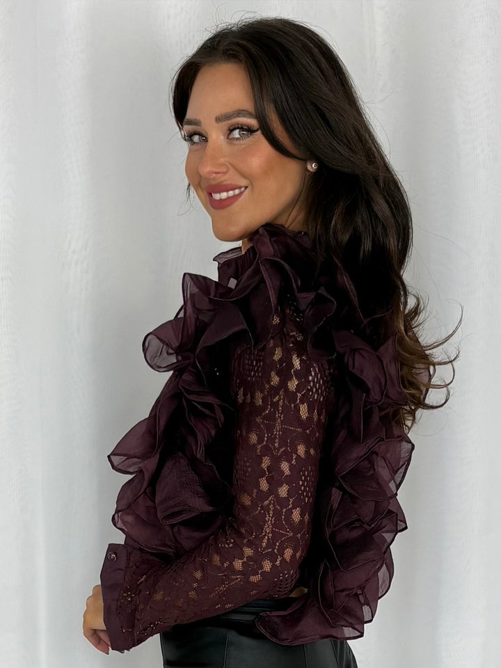 Long Sleeve Frill Shoulder Blouse