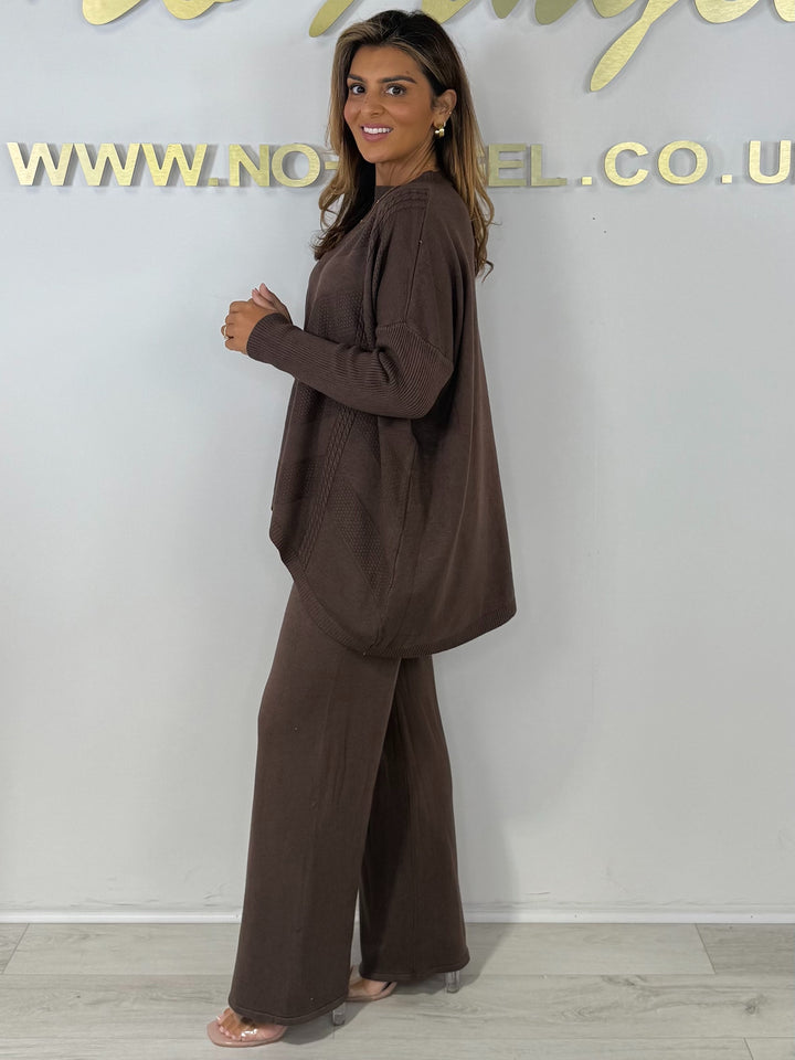 Soft Knit Cable Design Jumper & Wide Leg Trouser Co-ord (6 Colours)