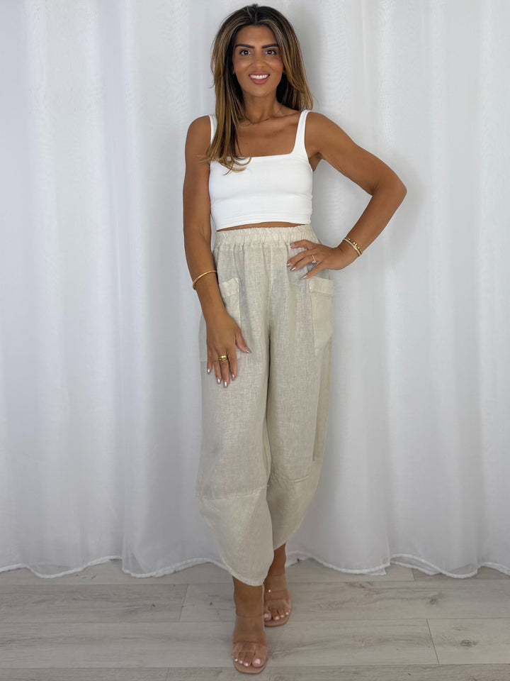 Pocket Detail Linen Trousers (4 Colours)