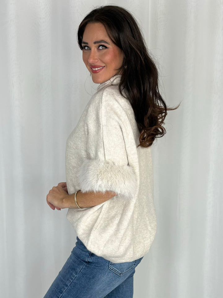 High Neck Faux Fur Jumper