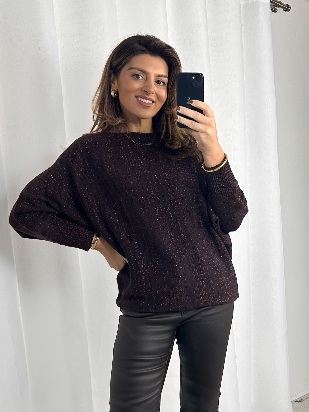 Gold Shimmer Balloon Sleeve Jumper