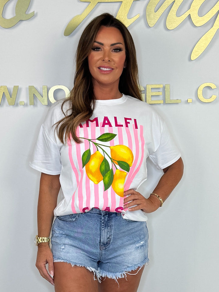 White Short Sleeve Amalfi Coast Lemon T-shirt