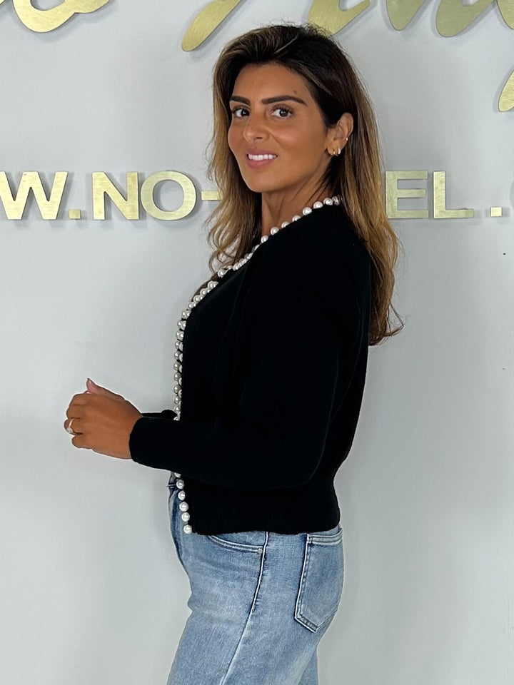 Pearl Trim Soft Knit Cardigan