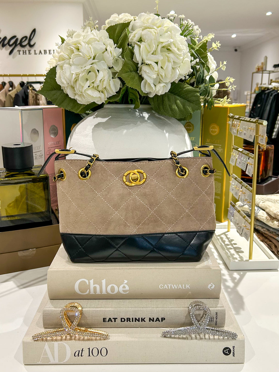 2 Toned Designer Inspired Gold Hardware Handbag (5 Colours)