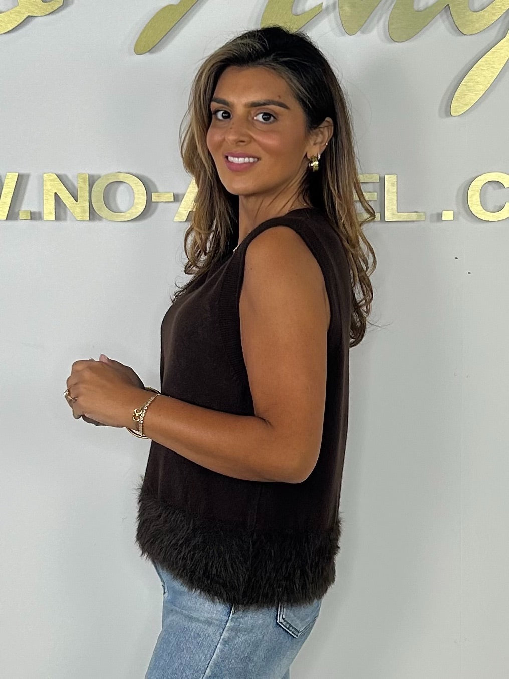 Soft Knit Fur Trim Tank Top (5 Colours)