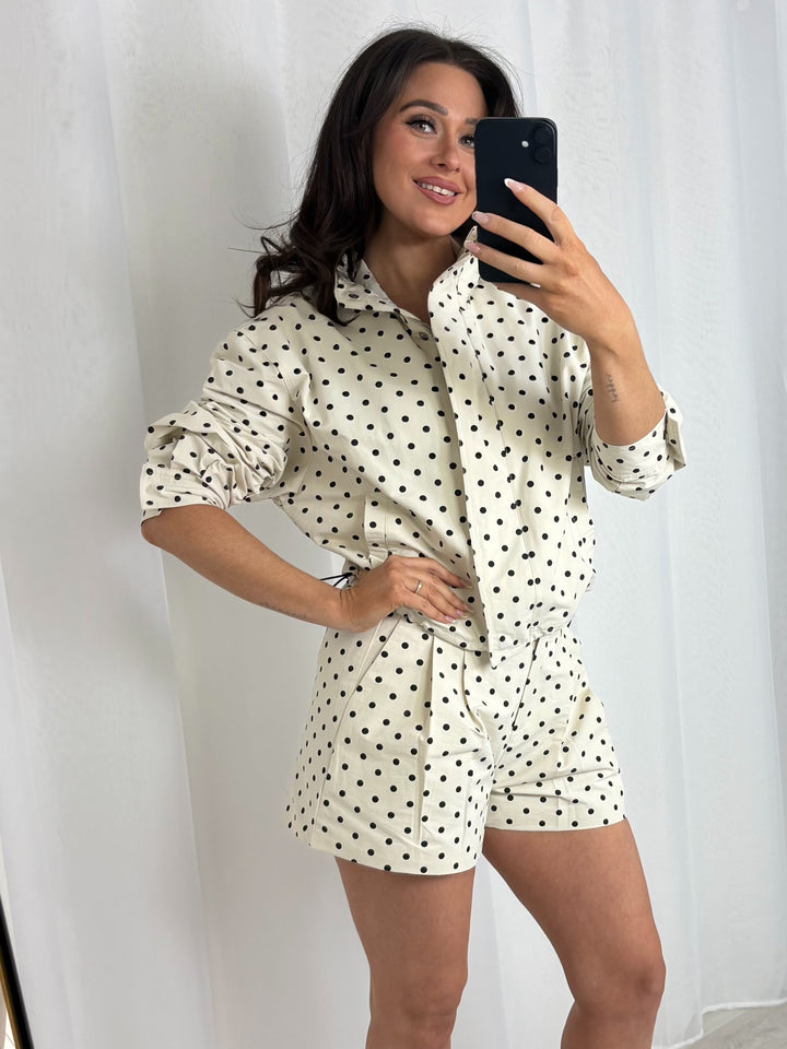 Polka Dot Tailored Short & Zip Up Jacket Co-Ord