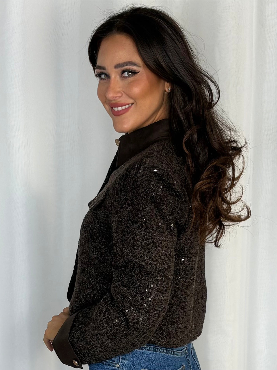 4 Gold Button Textured Boucle Cropped Jacket (3 Colours)