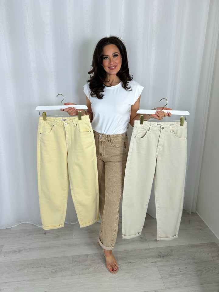 Turn Up Bottom Mom Jeans (5 Colours)