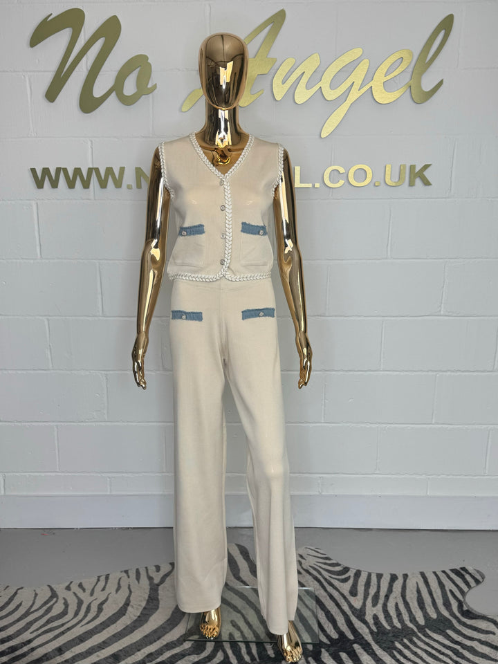 Plaited Trim Waistcoat & Trouser Co-ord (2 Colours)