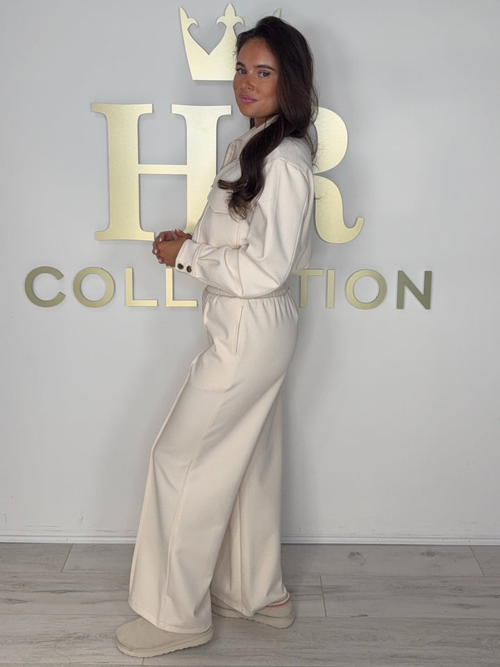 Luxury Gold Zip Collared Straight Leg Trouser Co-ord (2 Colours)